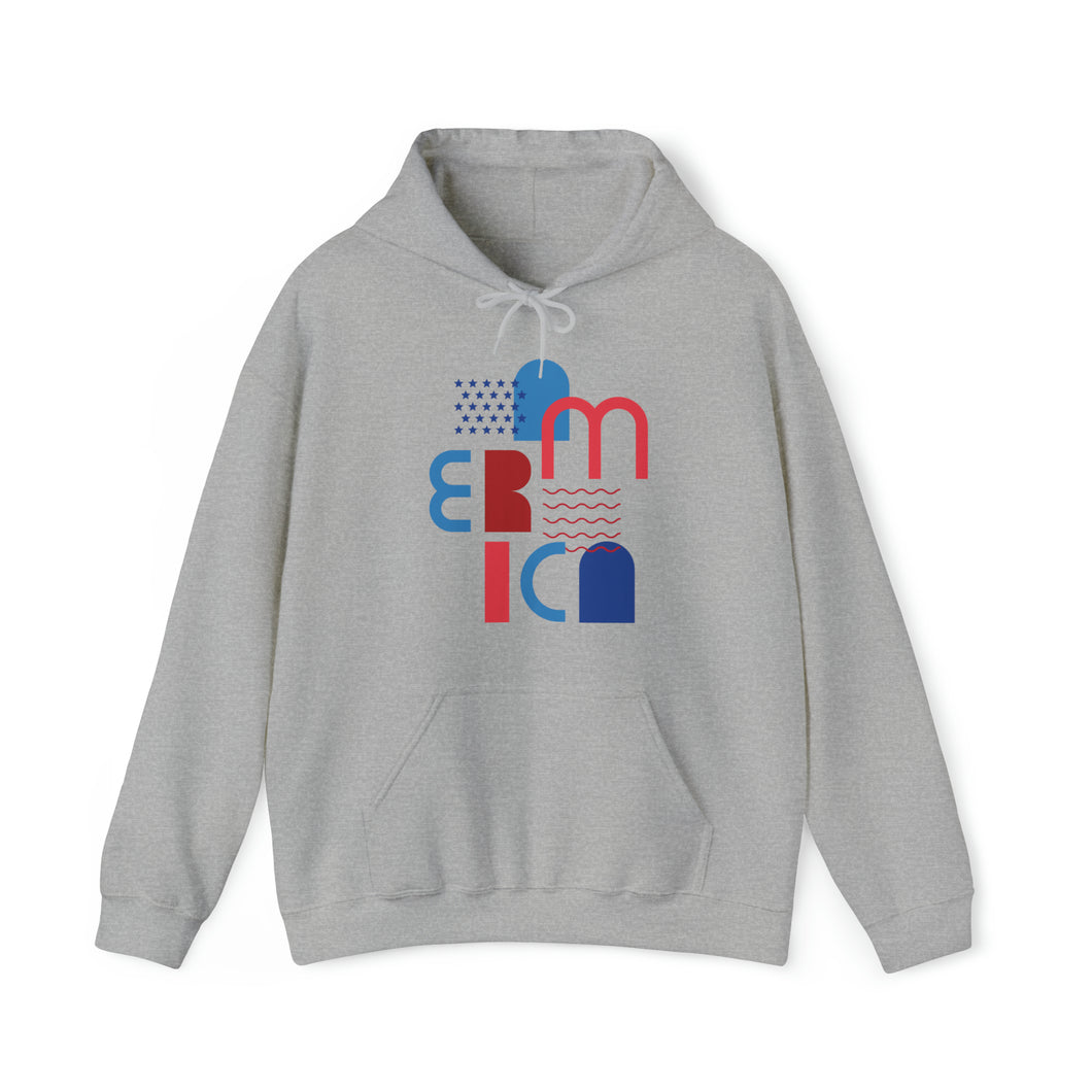 America in Geometric Unisex Heavy Blend™ Hooded Sweatshirt