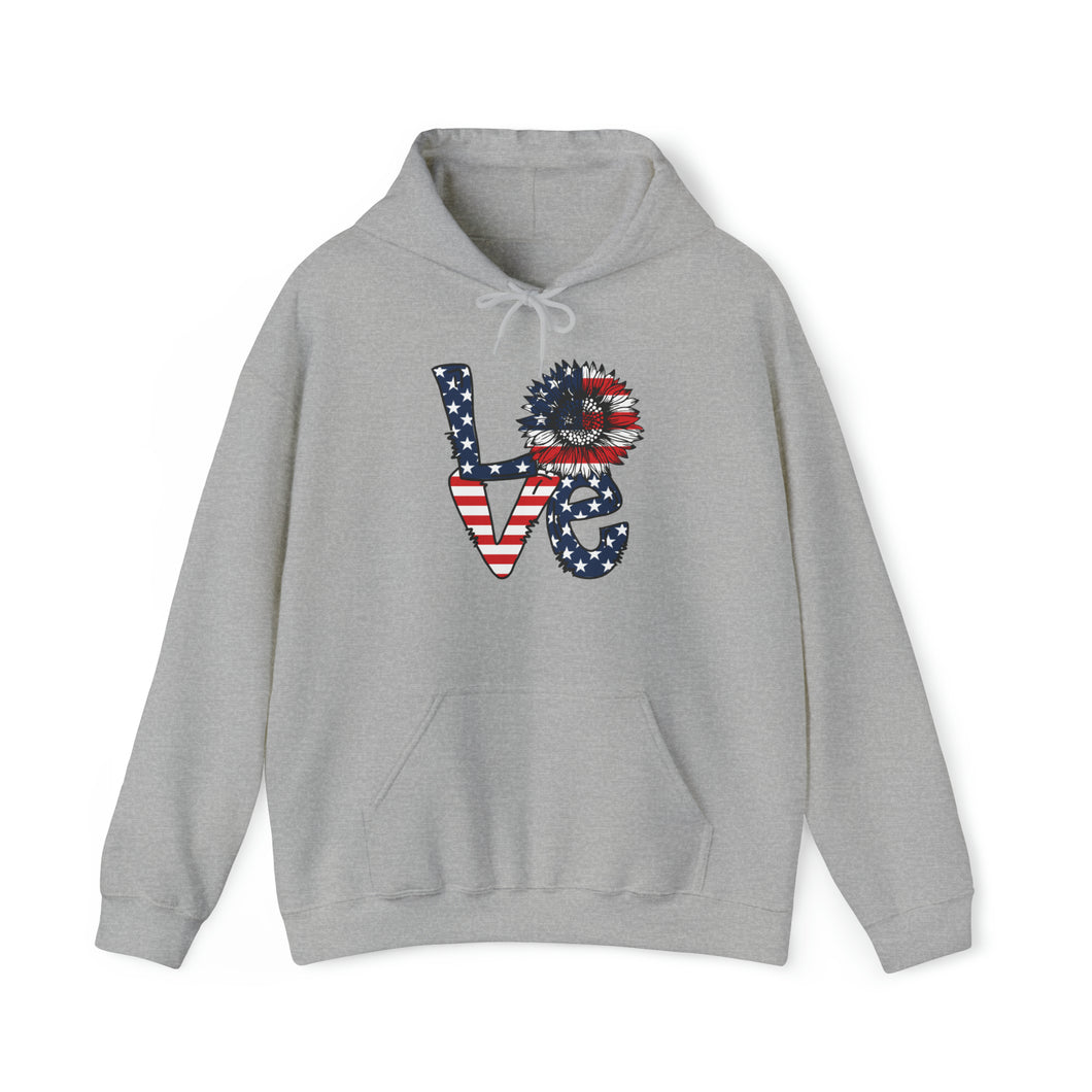 Love Sunflower USA Flag Unisex Heavy Blend™ Hooded Sweatshirt